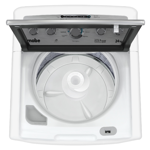 E-Mabe-Lavadora-Aqua-Saver-Green-Automatica-24kg-Blanca-Mabe-LMA74215WBAB10-Superior-abierta