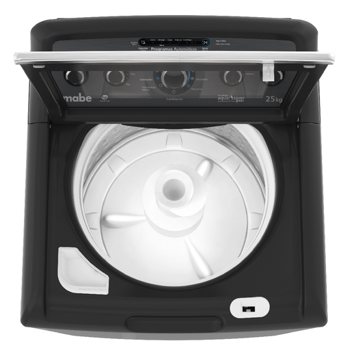 E-Mabe-Lavadora-Aqua-Saver-Green-Automatica-24kg-Diamond-Gray-LMA74215WDAB10-Superior-abierta