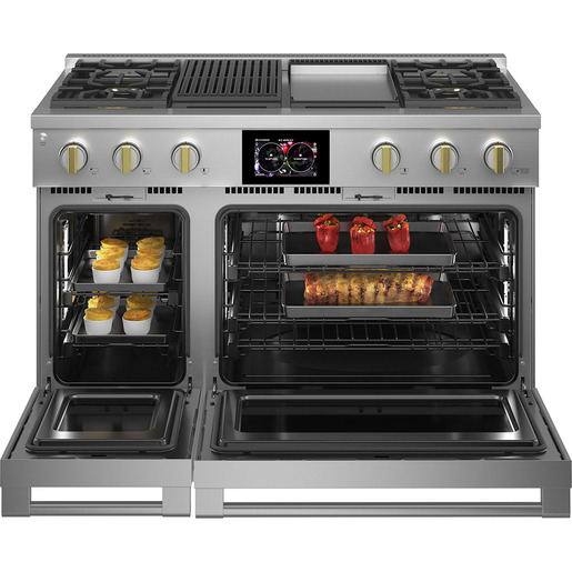 E-RANGE-48INCH-STAINLESS-STEEL-ZDP484NGT1SS-MONOGROM-OPEN-IN-USE