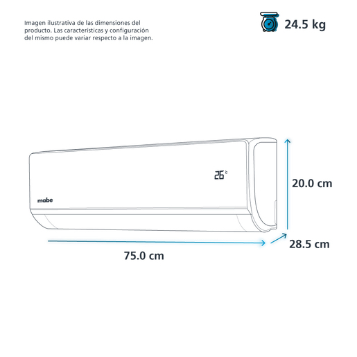 Aire Acondicionado 12K BTU Blanco Mabe - MMT12CABWCAAXME8