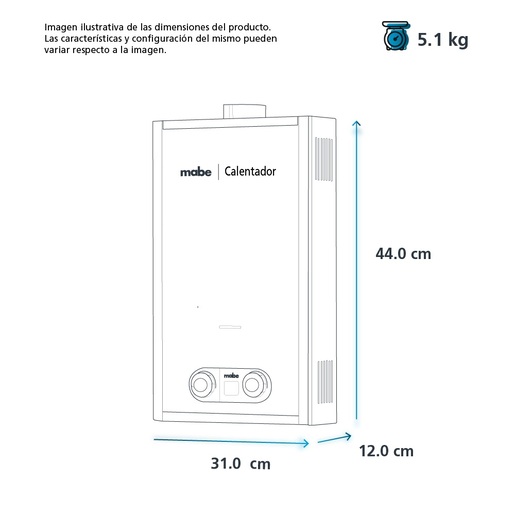 Calentador Instantáneo de Gas Natural 1 Servicio 6 L Gris Mabe - CIM062SNA