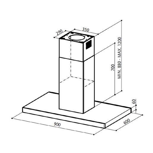 Campana de isla 90cm Acero Inoxidable GE Profile - CGI9019S