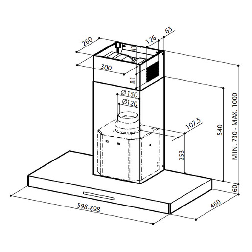 Campana de pared 90 cm Inoxidable GE Profile - CGP9019S