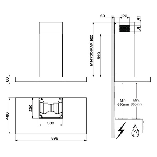 Campana de pared 90cm Acero Inoxidable Io mabe - IO9019STI0