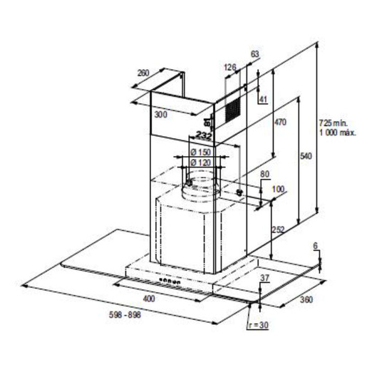 Campana de pared 90 cm Inoxidable Io mabe - IO9018CPI