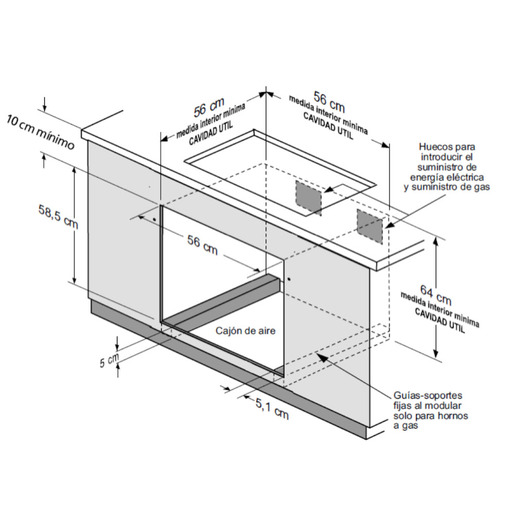 Horno de empotre a gas 60 cm Inoxidable Mabe - HM6020LWAI1
