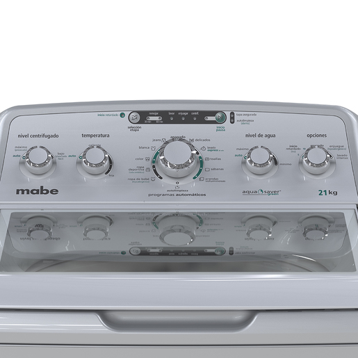 Lavadora Automática Aqua Saver Green 21 kg Plata Mabe - LMA71215WGAB0