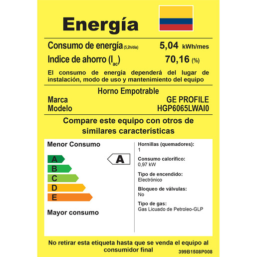 Horno de empotre a gas 60 cm Inoxidable GE Profile - HGP6065LWAI0