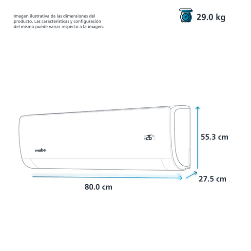 Aire Acondicionado Mini Split Inverter Frío-Calor 110 V 1 Tonelada (12,000 BTU) Blanco Mabe - MMI12HABWCAM9