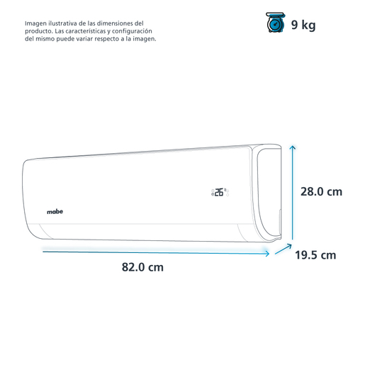 Aire Acondicionado Mini Split Tradicional Frío-Calor 115 V 1 Tonelada (12,000 BTU) Blanco Mabe - MMT12HABWCAM2