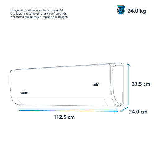 Aire Acondicionado Mini Split Tradicional Solo Frío 220 V 2 Toneladas (24,000 BTU) Blanco Mabe - MMT24CDBWCAM1
