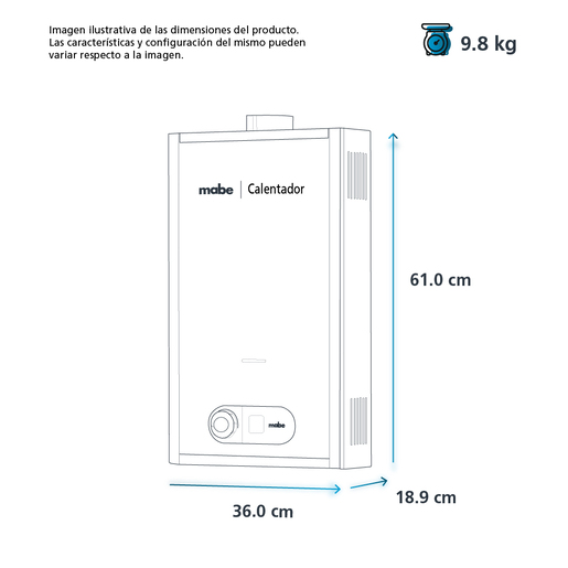 Calentador Instantáneo de Gas LP 2.5 Servicios 14 L Gris Mabe - CIM142SLP