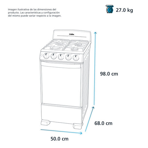 Estufa de piso 50 cm Negra Mabe - EM5022BAPN0C