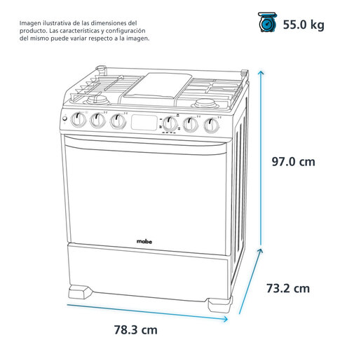 Estufa de Piso 76 cm Acero Inoxidable Mabe - EM7690CFIX2B