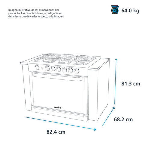 Estufa de Empotre 80 cm Acero Inoxidable Mabe - XOC80790CT1B