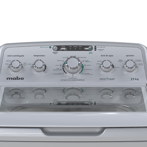 Lavadora Automática Aqua Saver Green 21 kg Plata Mabe - LMA71215WGAB01