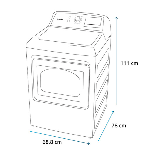 Secadora Eléctrica 220 V 7.2 cu. ft. (22 kg) Diamond Gray con Sanitizado Mabe - DME17R8MSDBP10